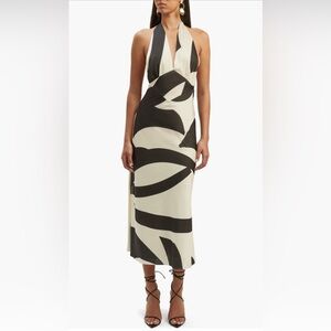 Bardot Citron Halter Cocktail Midi Dress